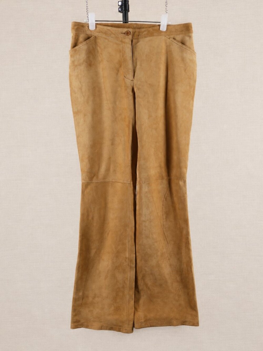 Covington Genuine Suede Leather Bootcut Flare Pants Women’s 6 Camel Western Y2K
